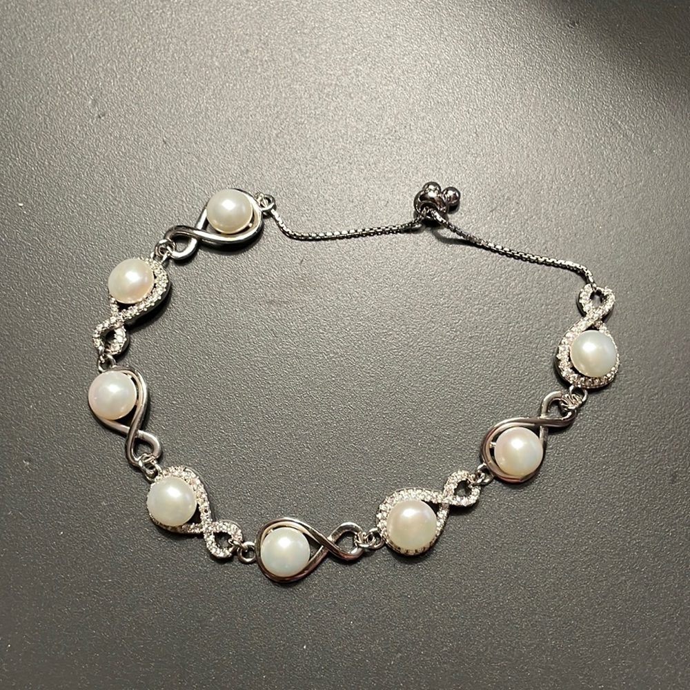 Genuine Pearl Sterling Silver Bracelet